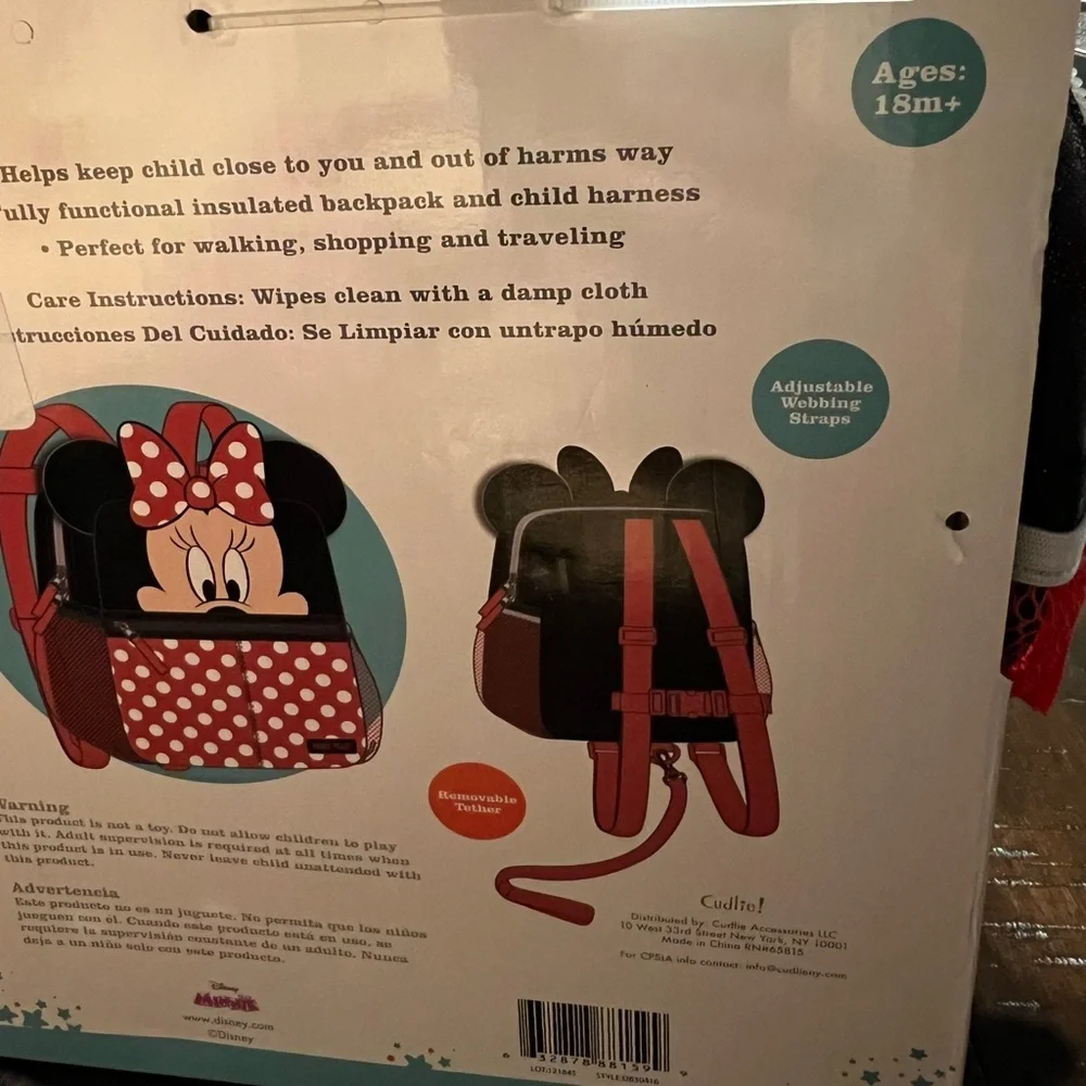Disney Baby Minnie Mouse Polka Dot Toddler Harness Backpack